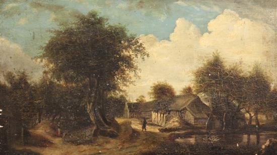 After Minderhout Hobbema (1629-1670) The Woody Landscape 12.75 x 21.75in., unframed